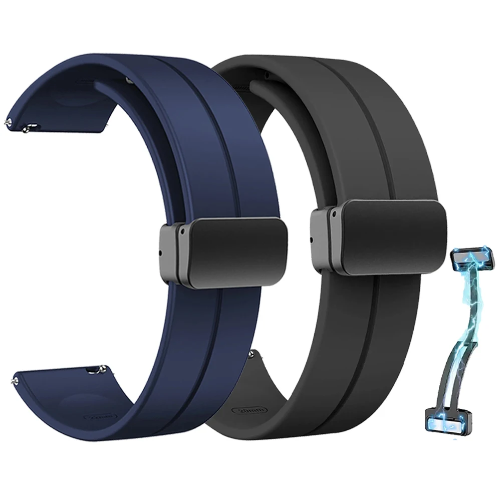Magnetic Folding Buckle Strap - Stylish Rubber Bracelet