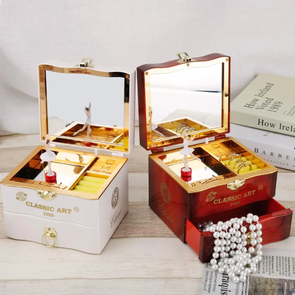Mini Romantic Rotating Dancer Piano Music Box Ornament Clockwork Mechanical Jewelry Boxes for Birthday Gifts Home Decoration 2