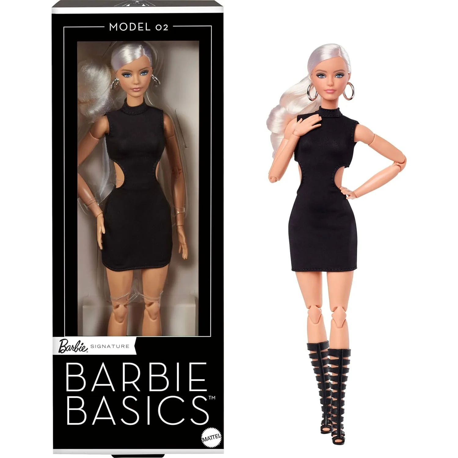 Original Mattel Barbie Basics Model 2 Blonde Collectible Doll with Little Black Dress Articulated Move Doll for Girls Gift JBH71
