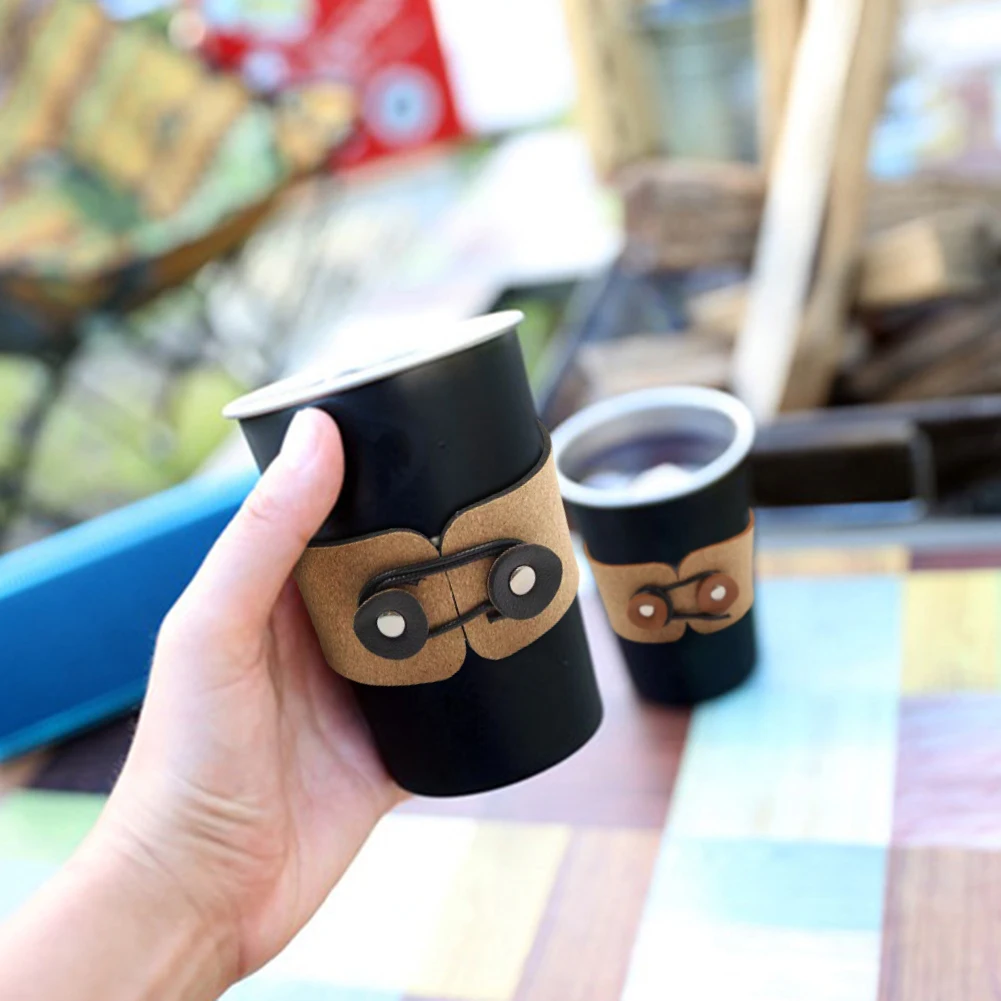 Reusable Cork PU Leather Cup Sleeve - حامل أكواب م...