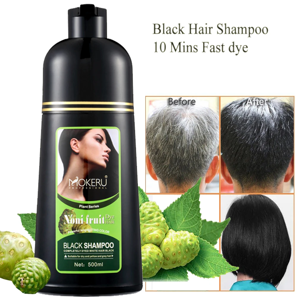 Mokeru 500ml Natural Long Lasting 5 Mins Fast Permanent Black Hair Dye
