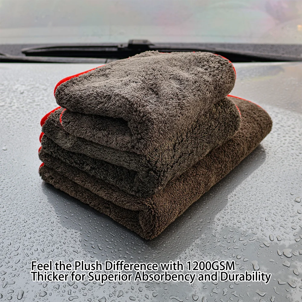AUTOBRIGHT 1200gsm 30x40cm 40x40cm 60x40cm Microfiber Cleaning Towel Grey Wash Towels Car Cleaning Drying Cloth Car Wash Tools 6