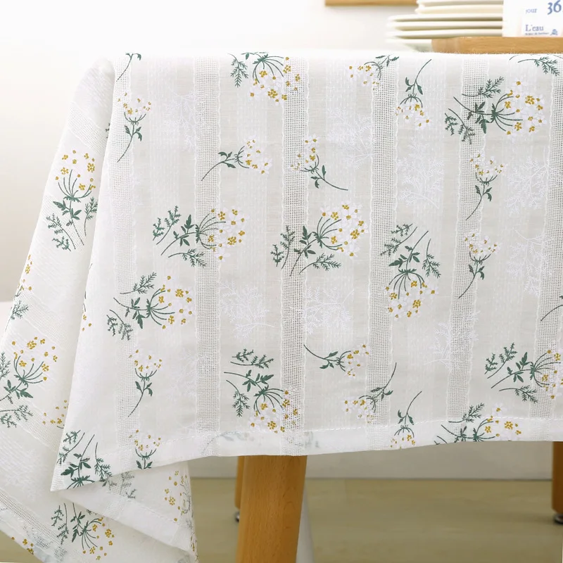 Rectangular Tablecloth Korean Style Small Daisy Cotton Floral For Kitchen Wedding Dining Room Tea Table Decoration