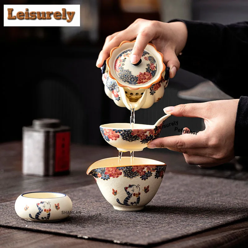 Mineral Rocks White Little Cat Tea Separator Infusor Antique Tea Strainer Dispenser Tea Brewing Tea Filter Chinese Tea Set Gift