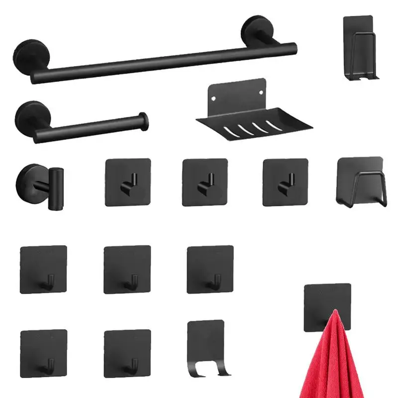 

Bathroom Hook Set Wall Mounted Stainless Steel Robe Hooks Multifunctional Towel Racks Hardware Set For Bathroom Coat Hand Towel