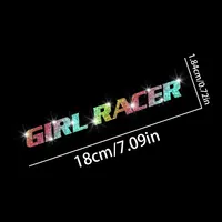 Autocollant de moto Imitation diamant paillettes GIRL RACER, 1 pièce, imperméable pour casque, Scooter, réservoir de carburant, panneaux latéraux, autocollant en vinyle 2