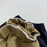 Autumn New Children Loose Trousers Baby Girls Pocket Cargo Pants Fashion Boys Versatile Casual Pants Kids Solid Wide Leg Pants 4