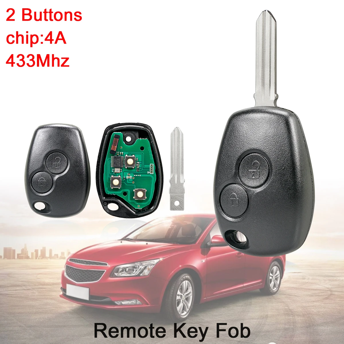 2 Button 433MHz Keyless Smart Remote Car Key Fob 4D67 Chip for Renault Trafic Sandero Logan Symbol Dacia Duster Logan Sandero