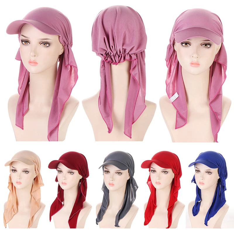 Classic Turban Hat Women Solid Color Outdoor Brim Sunshade Hats Female Fashion Square Scarf Cap Soft Headscarf Baseball Cap