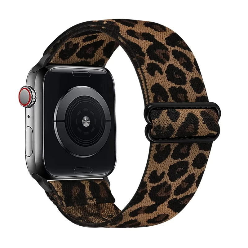 Elegant Leopard Print Elastic Nylon Band and Case
