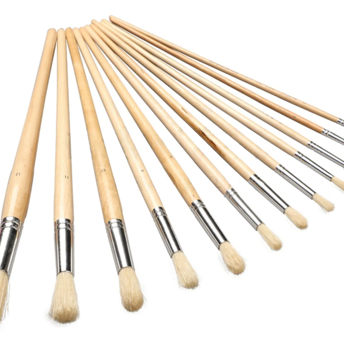Set di 6 pennelli in legno per pittura ad olio, acrilico e acquerello