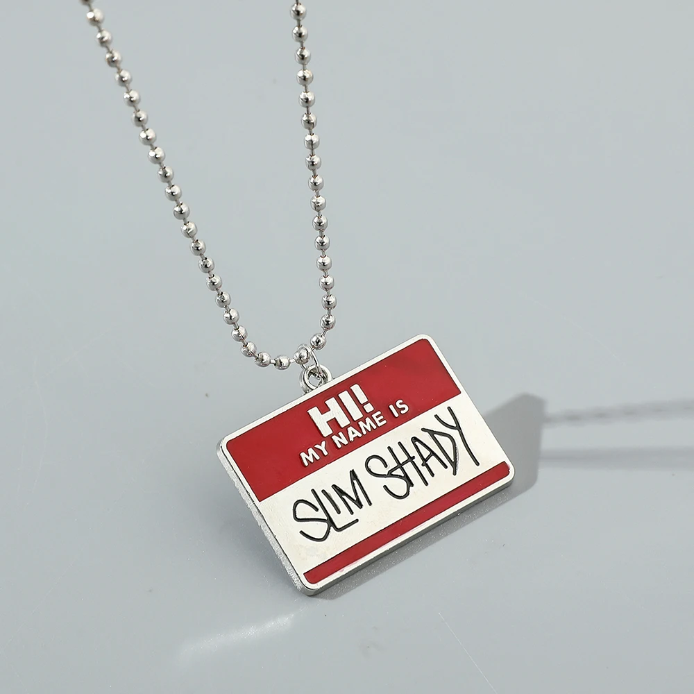Slim Shady Hippie Choker Halskette mit Quadratischem Anhänger, Perlenkette, Rapper-Schmuck für Männer und Frauen – Detail 1
