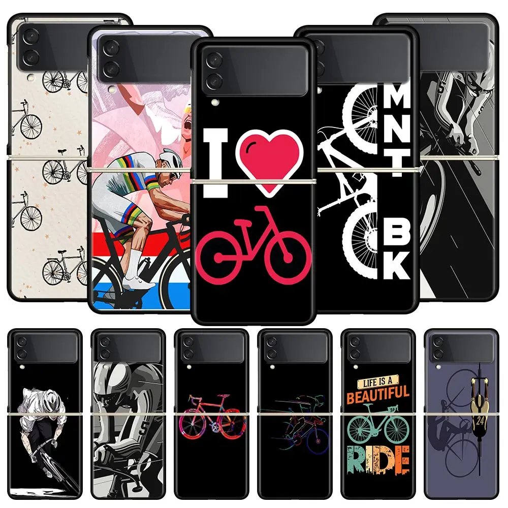 Mountain Bike Art Phone Case - Black Hard Folding Cover