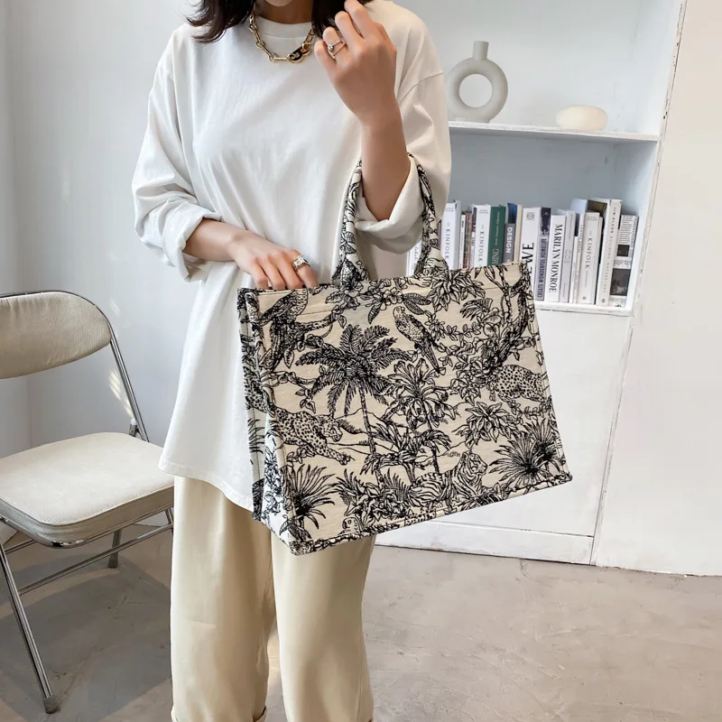 Luxury Cotton Beach Tote Bag for Women with Embroidery