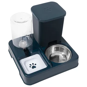 2513-d4ed3f.jpg Pet Cat Automatic Feeder Drinking Water Large Capacity Two In One Water Dispenser Dry Wet Separation Food Container Pet Supplies