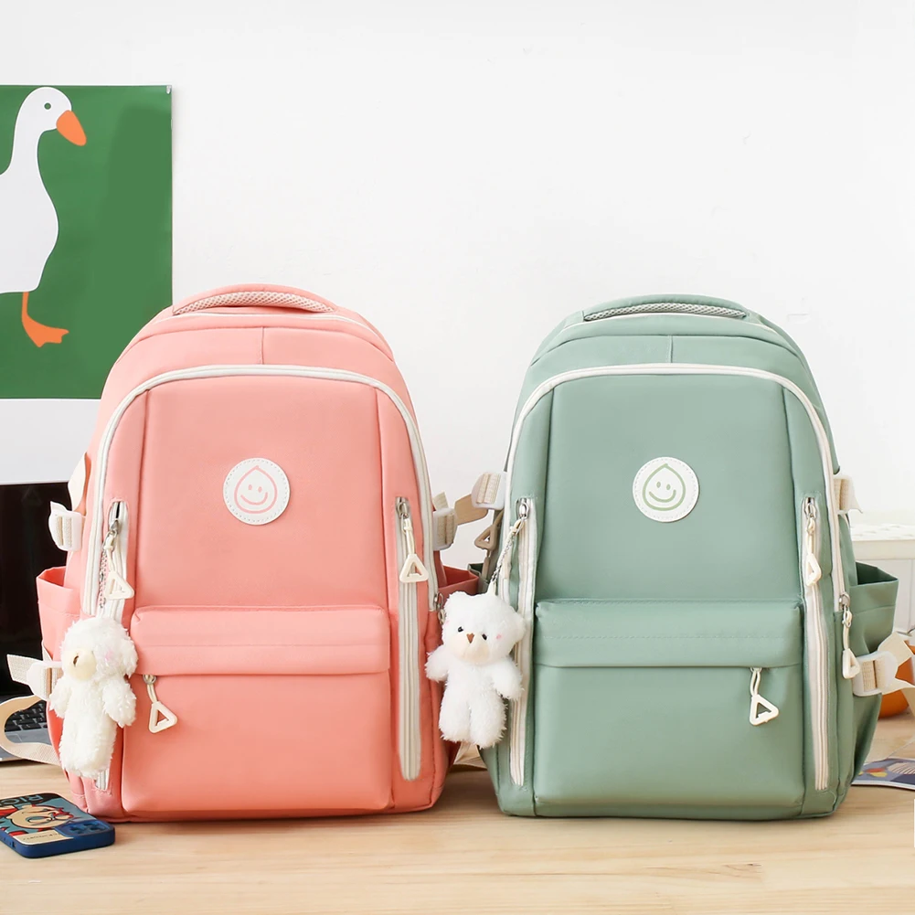 5pcs Backpack Combo Set Large Capacity Shoulder Pack Set Canvas with Pendant Soft for Primary Middle School Students