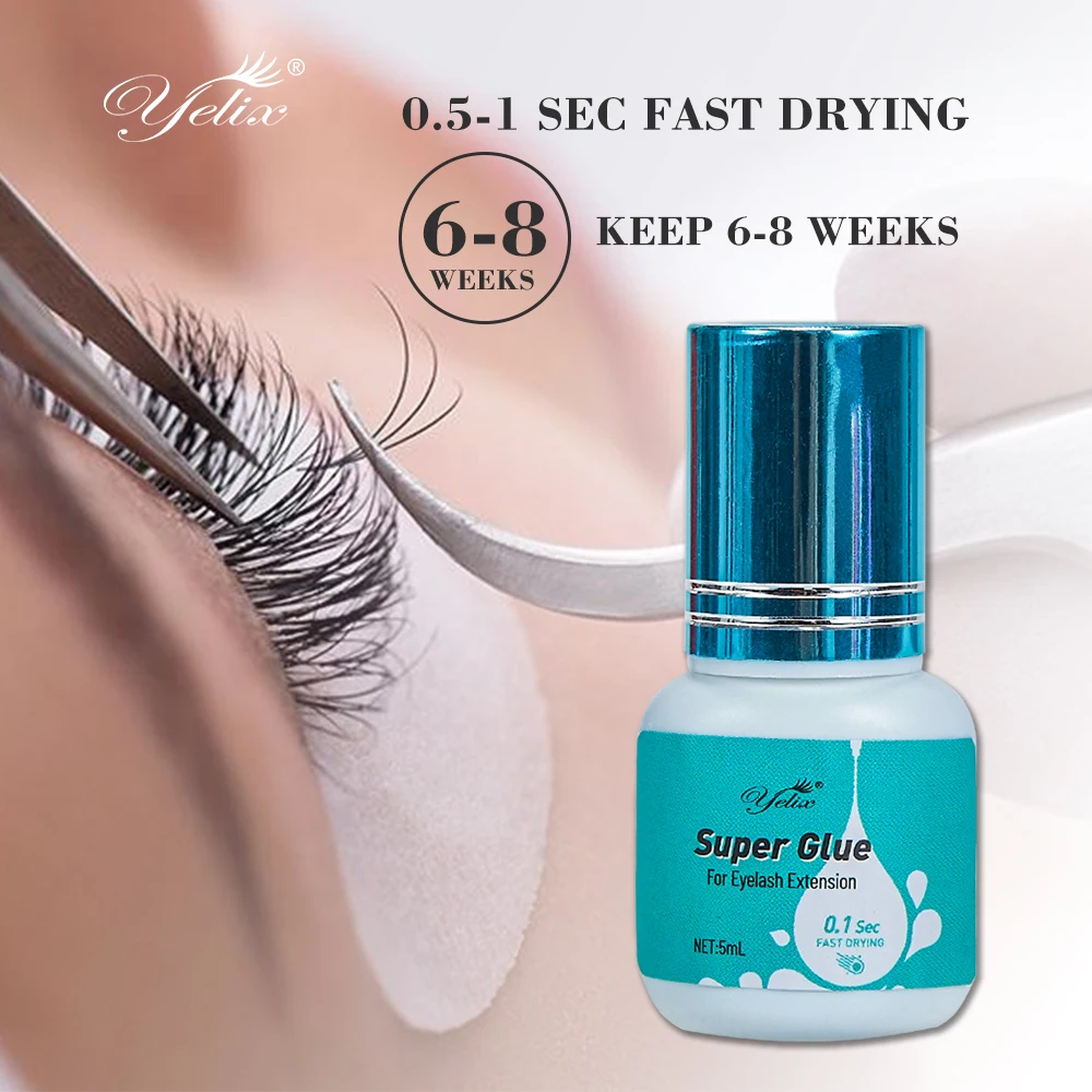 Yelix 5ml 0.5s Fast Drying Eyelash Extension Glue 6 8 Weeks Black