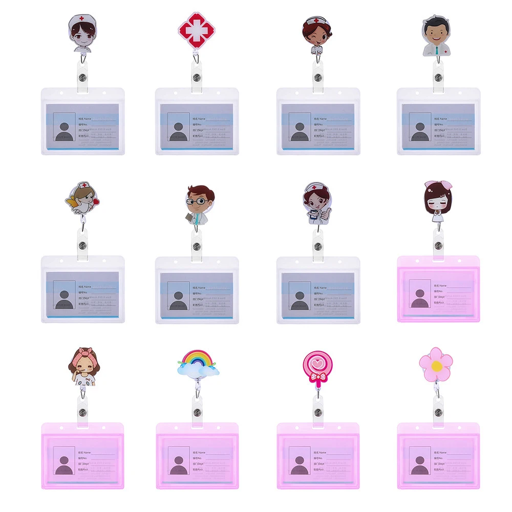 

Card Cartoon Badge Holder Clip Aluminum Card Holder Clip Nurse Doctor ID Badge Holder Retractable Badge Name Card Holder