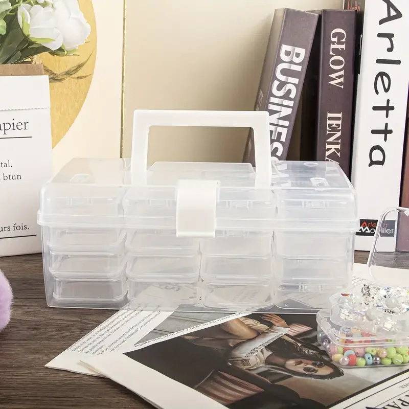 1 32 grid transparent plastic storage box portable multifunctional DIY craft and jewelry craft supplies container