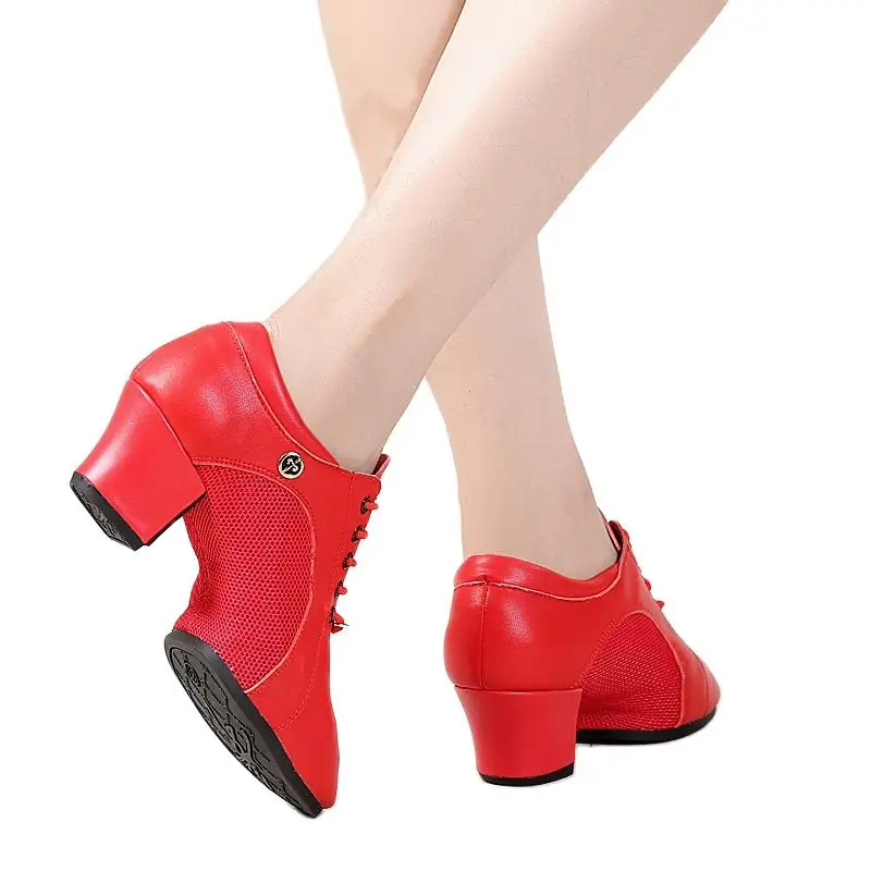 New Genuine Leather Dance Toe Top Layer Cowhide Mid-heel Latin Dance Modern Dance Shoes Women's Soft Bottom Sports Sailor