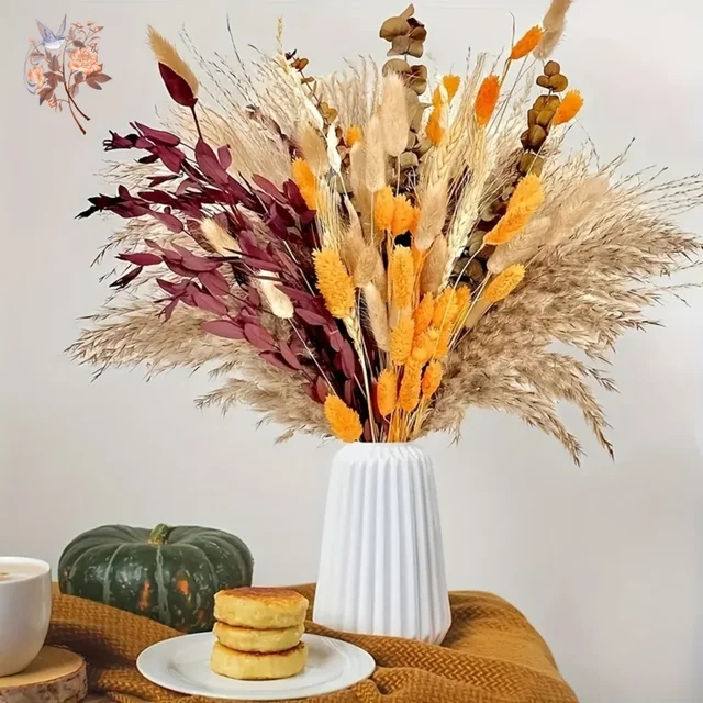 100Pcs Natural Dried Pampas Bouquets Autumn Decoration