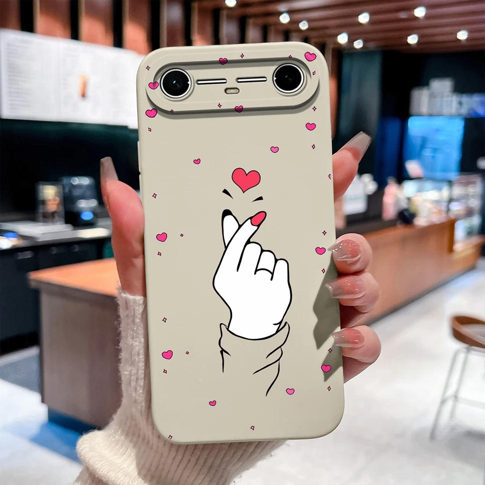 Fashion Love Heart Soft Smooth Liquid Silicone Phone Case Cover for Tecno Pova / Spark Slim