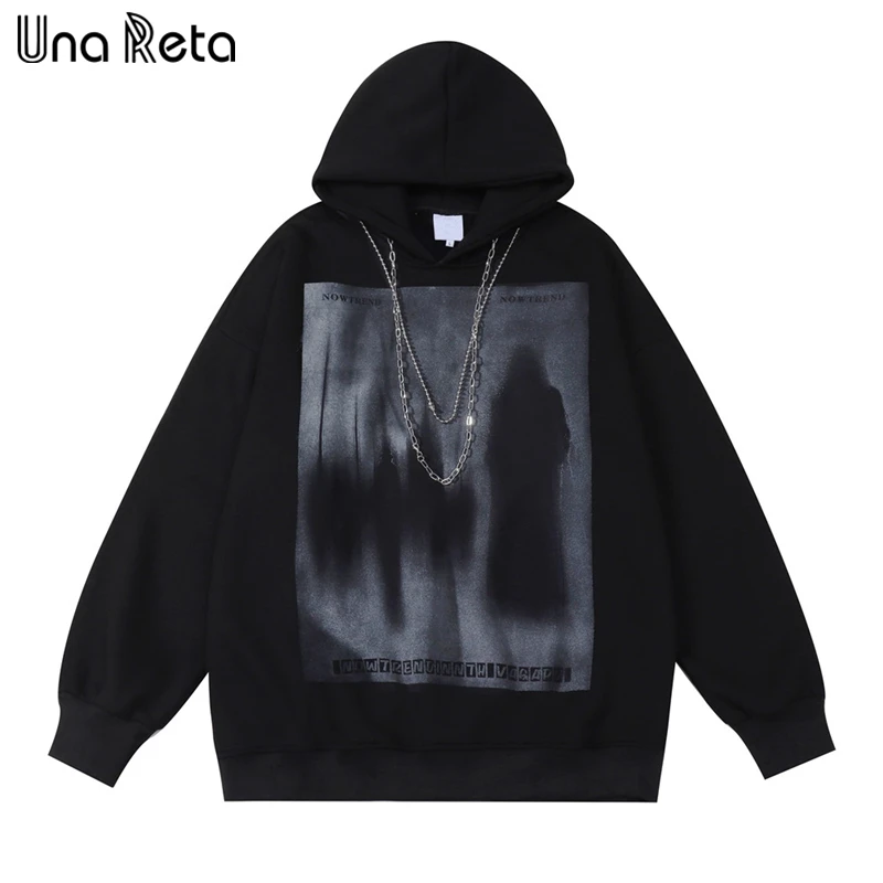 

Una Reta Print Men Hooded Spring Autumn New Harajuku Pullover Tops Sweatshirts Hip Hop Fashion Couples Oversize Hoodies