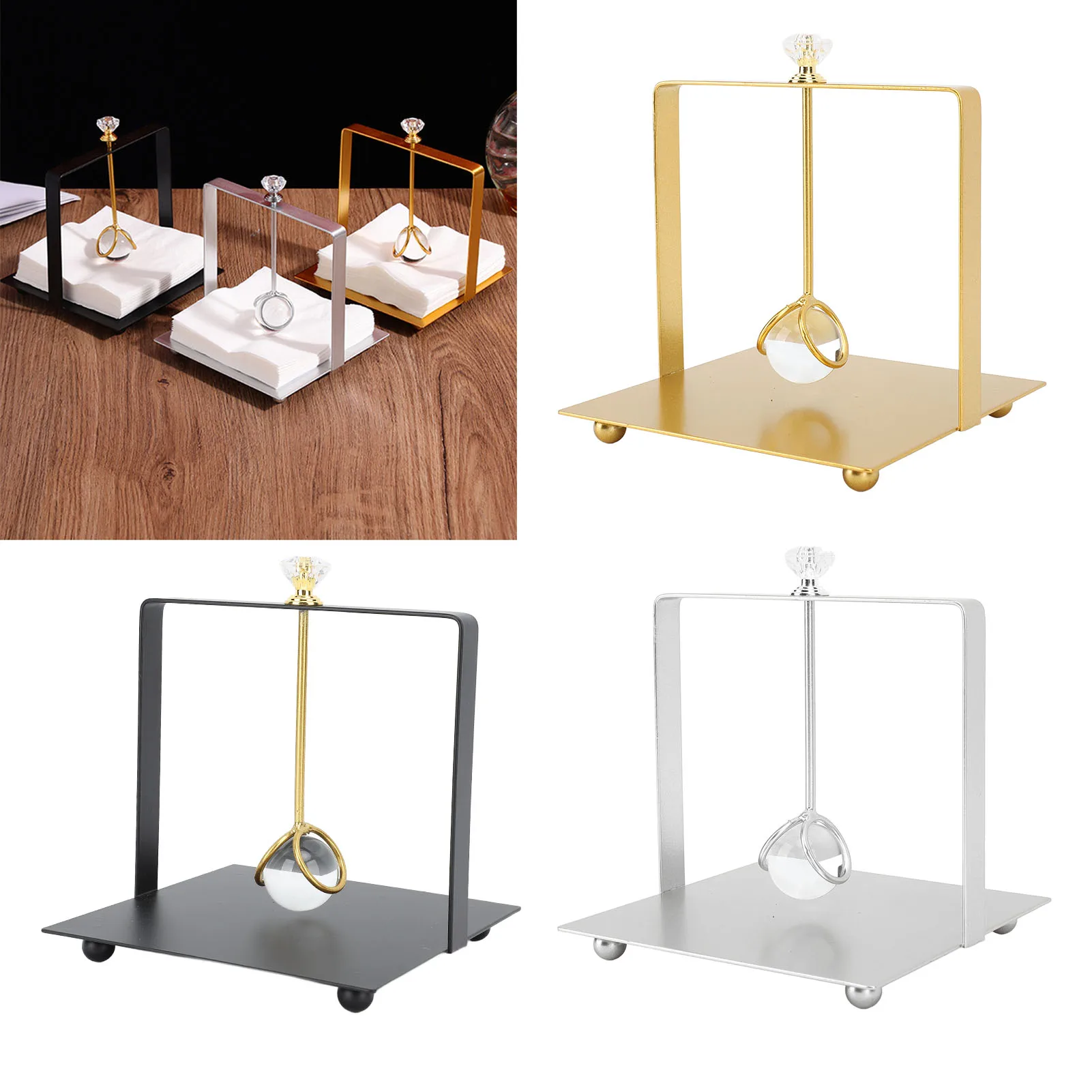 Flat Napkin Holder Metal Napkin Holder  Handle Modern Elegant  Paper Napkin Dispenser for Restaurant Hotel Home Office 6