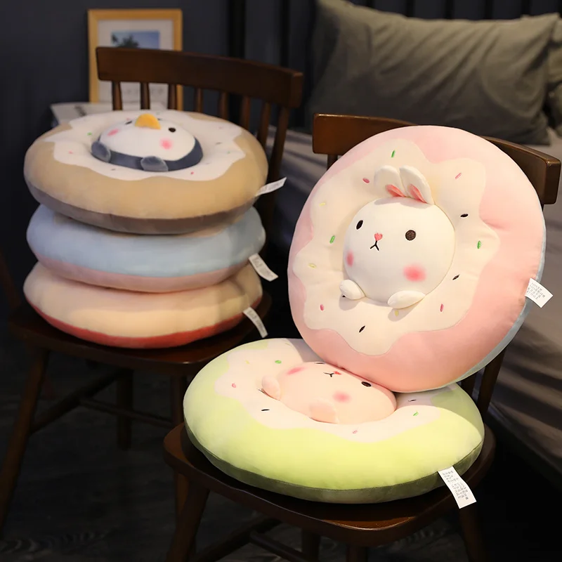 40cm Kawaii Bunny Doughnut Cushion Dolls Cute Stuffed Penguin Pig Donut Throw Pillow Home Decor Birthday Gifts for Kids
