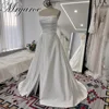 Mryarce 2024 Simple Classic Wedding Dresses With Slit Strapless Luxury Satin A Line Bridal Gowns With Pockets 1