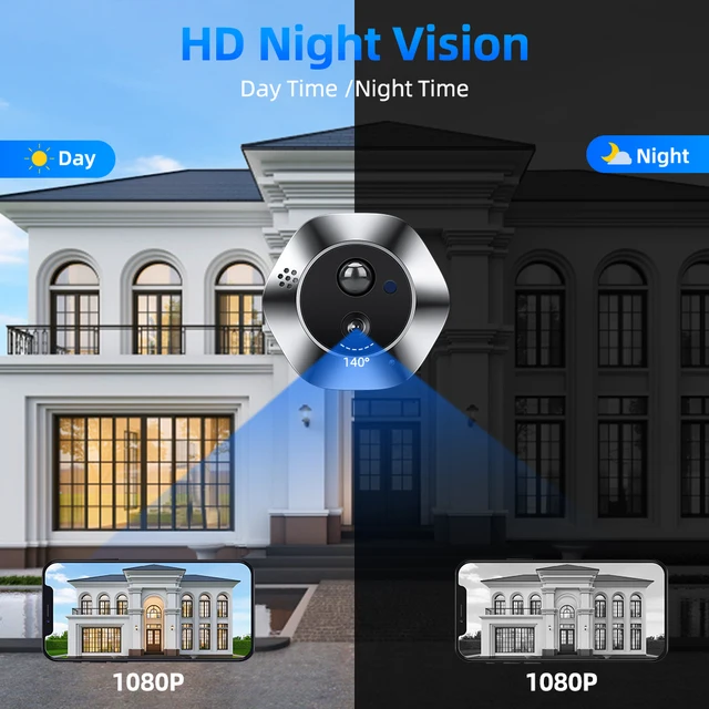 WSDCAM Mini Camera Two Way Talk Audio Doorbell Tuya Wifi Smart Video Peephole PIR Motion Detection APP Remote View 2