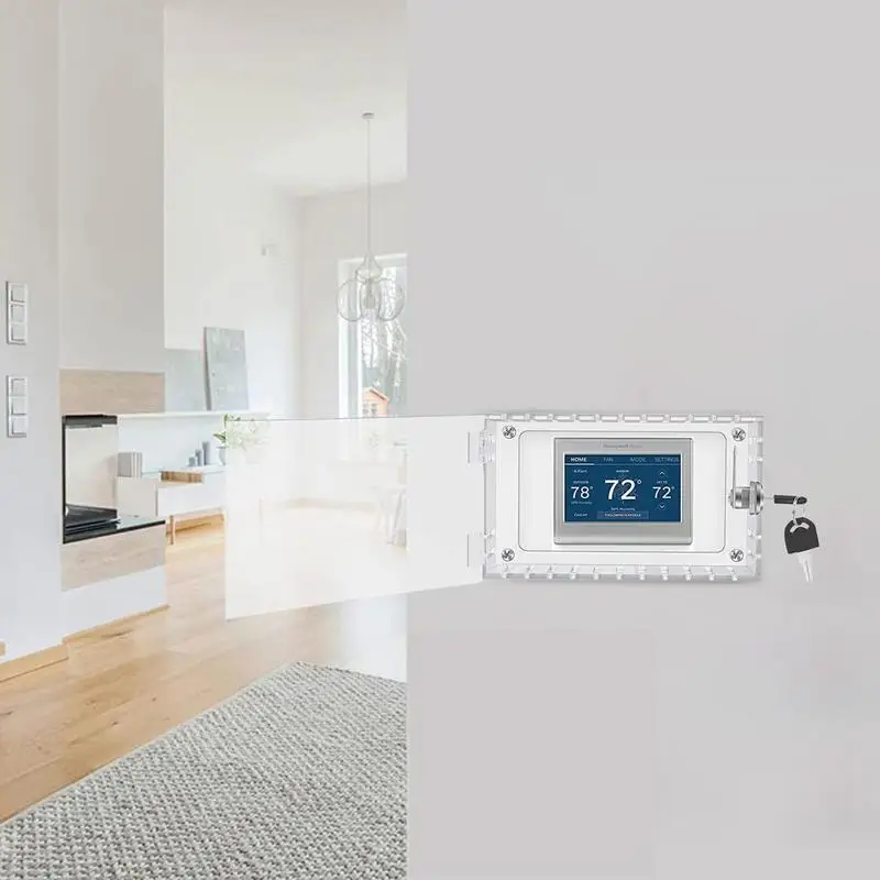 Universal Thermostat Lock Box With Key Transparent Large Thermostat Protector Cover Box With Lock Easy To Install