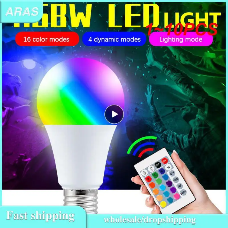 

1~10PCS E27 RGB LED Bulb Lights 5W 10W 15W RGBWW Light 110V LED Lampada Changeable Colorful RGBW LED Lamp With IR Remote Control