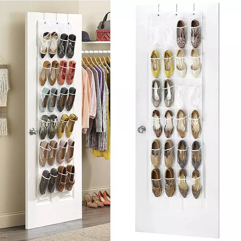 24 Grid Shoes Organizer Rack shoe rack shoe organizer For Room Over Door Hanging Storage Holder Rack Bedroom Closets Shoes Wall-mounted Storage Bag