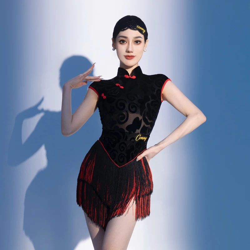 2026 New Latin Dance Costume for Women ort Skirt Practice Suit  Top Tassel Skirt Ele Performance Outfit