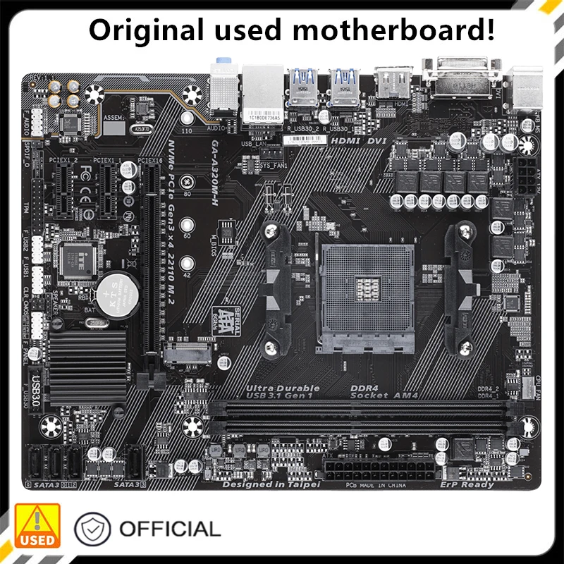 

Для A320 GA-A320M-H, материнская плата, разъем AM4 для AMD A320 DDR4 USB3.0 SATA3, оригинальная десктопная материнская плата, б/у материнская плата
