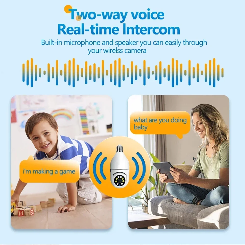 YOOSEE FHD 4MP Wifi Bulb Camera Color Night Vision Wireless Security Camera Two Way Audio Auto Tracking Indoor PTZ Baby Monitor 3