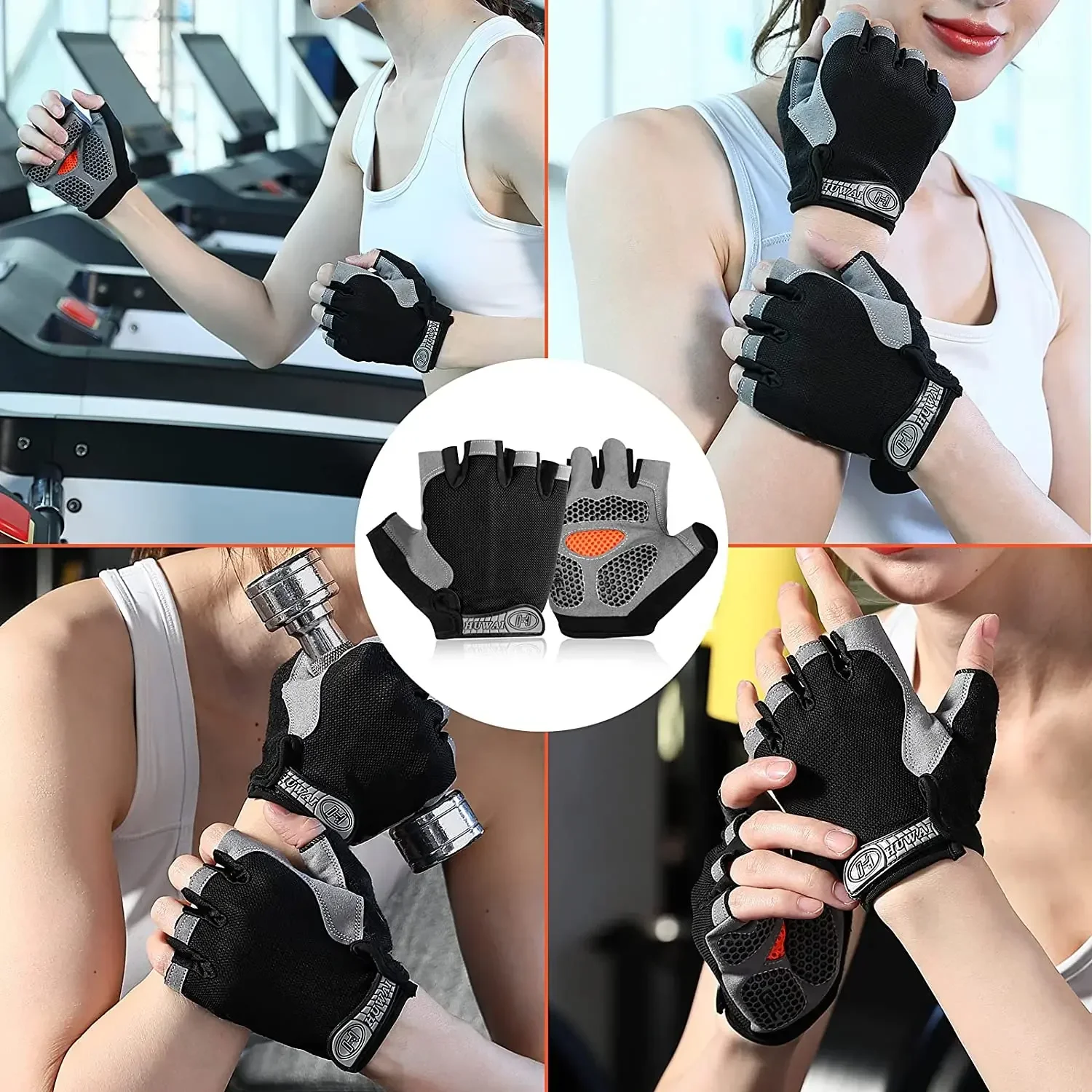 Sport Gloves Fingerless Gym Gloves Women Men Weightlifting Dumbbell Fitness Sport Training Exercise Non Slip Breathable Cycling