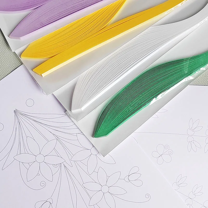 Quilling Template Rolling line art White craft back paper 350gsm with 2 patterns For beginner practice craft paper handmade craft paper diy craft materials handmade paper