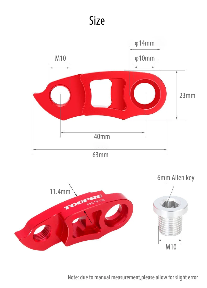 TOOPRE Fahrrad Schaltwerk Rahmen Link Aufhänger Extender MTB Road Fahrrad Schwanz Haken Konverter Verlängerung Adapter 34-52T Kassette – Detail 9
