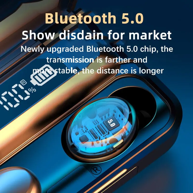 F9 5C Wireless Bluetooth Headphones Tws Waterproof Earbuds Earphones Digital Display Heaset Large Capacity Charging Case wireless earphones wireless earbuds bluetooth earphones wireless bluetooth earphones bluetooth headphones wireless bluetooth headphones wireless headset