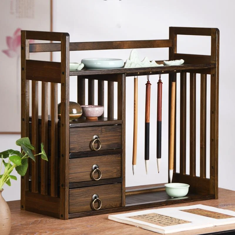 

Многофункциональная подвесная стойка для бамбуковых щеток, старинный креативный учебный органайзер для хранения, простой Настольный органайзер, традиционный учебный Декор