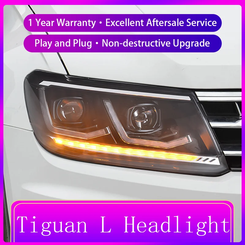 

Car Accessories For Volkswagen VW Tiguan 2017-2021 Front Lamp DRL Headlight Turn Signal Dynamic Highlight LED Projector Len Auto