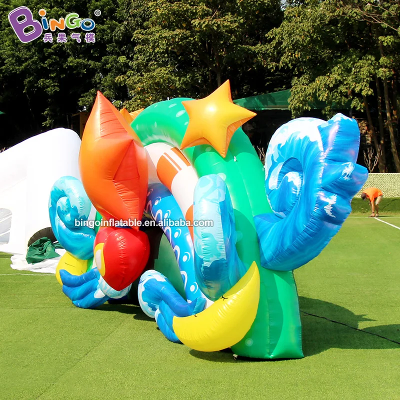Theme Park Equipment 6x2.5m Inflatable Background Wall For Decoration Kids Summer Party Blow Up Ocean Backdrop Balloon Toys 6