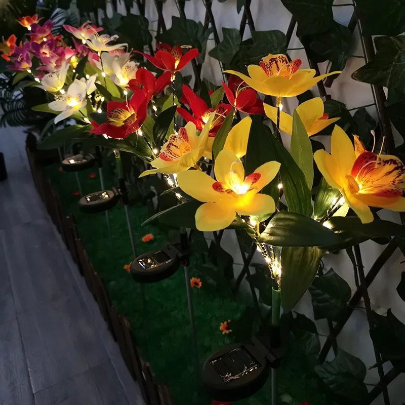 

LED Solar Orchid Flowers Garden Lights Solar Lights Outdoor Sunflower Rose Landscape Lamp Yard Lawn Path Holiday Sunlight