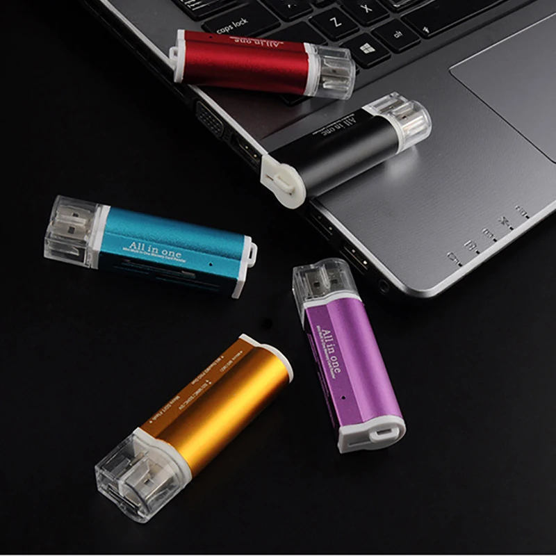 SD Card Reader 4 Slots for Micro SD SDHC TF M2 MMC MS PRO DUO All in 1 USB 2.0 Multi-function Memory Card Reader