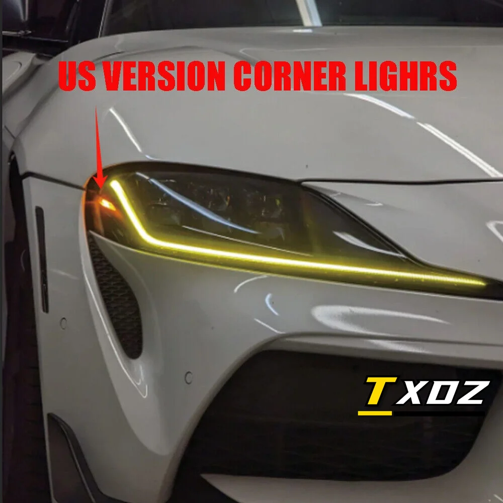 CSL 노란색 DRL LED 보드, 2020 2021 2022 도요타 GR 수프라 A90 A91 헤드라이트, 주간 주행등, 레드 블루