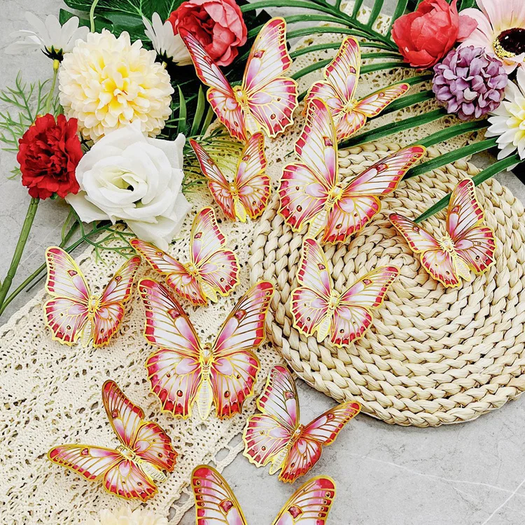12 Stück goldrandige Schmetterlings-Wandaufkleber, schöne Schmetterlinge, Schlafzimmer-Dekor, Aufkleber für Haus und Garten, für Hochzeitsdekoration, Paster – Detail 6