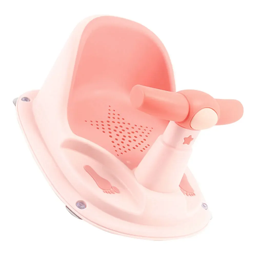 ‌Ergonomic Baby Bath Seat for 6-12 Months - Anti-Slip Toddler Shower Chair, Safe Newborn Bathing Support with Suction Cups