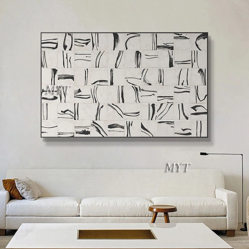 

100% ручная роспись, белая, черная акриловая текстура, картины маслом, искусство на холсте, без рамы, уличные настенные украшения, картины, рождественский подарок